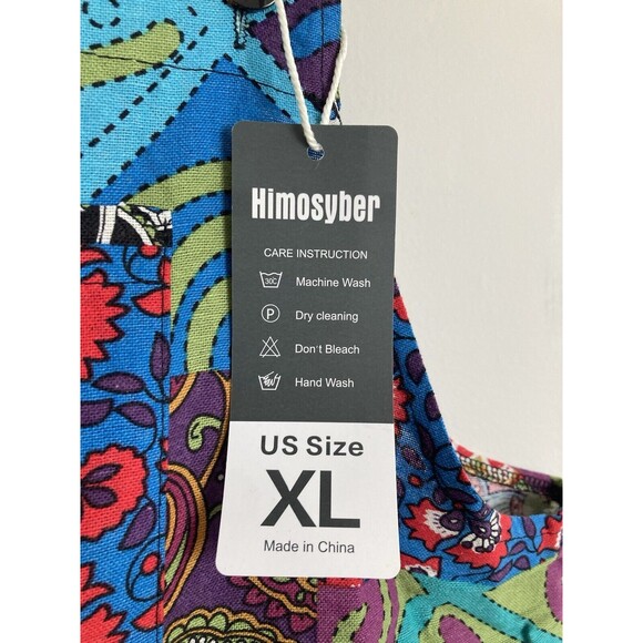 NEW Himosyber Patchwork Print Overalls Lightweight XL Women Boho Hippie Festival - Picture 8 of 16